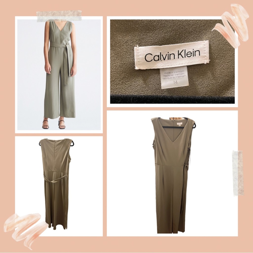 Calvin Klein V Neck Belted Jumpsuit